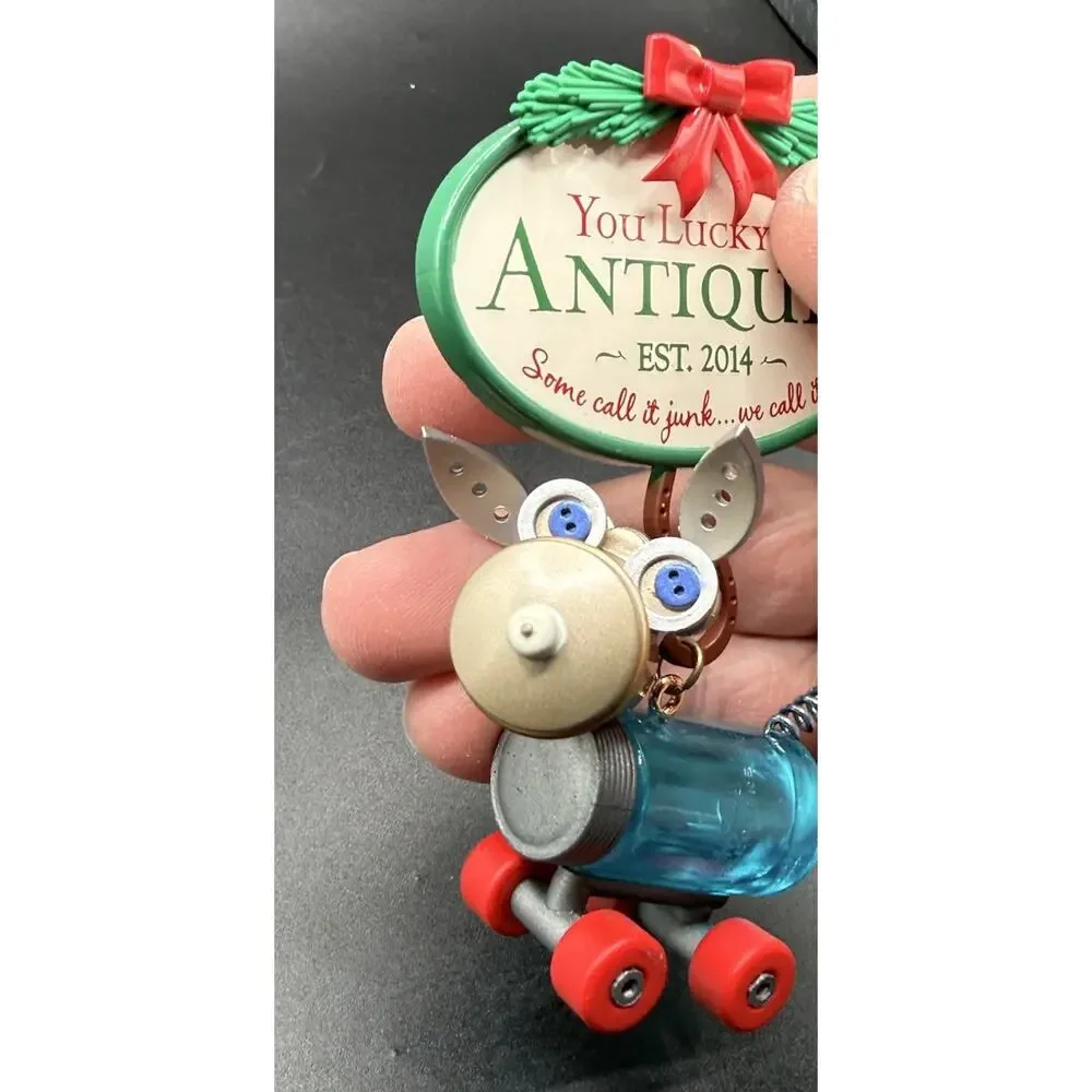 Hallmark YOU LUCKY Dog ANTIQUES Mason Jar Ornament Steampunk No Box Lo16